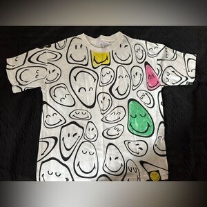 Zara Smiley Faces Kids T-Shirt - White with Multicolor Accents
